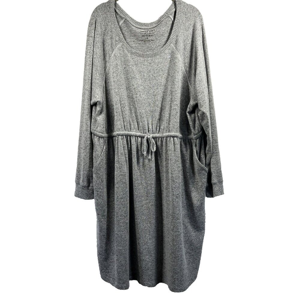 Torrid Wear What You Love Dress Knit Plush 3X Gray Pocket Raglan Sleeve Pullover